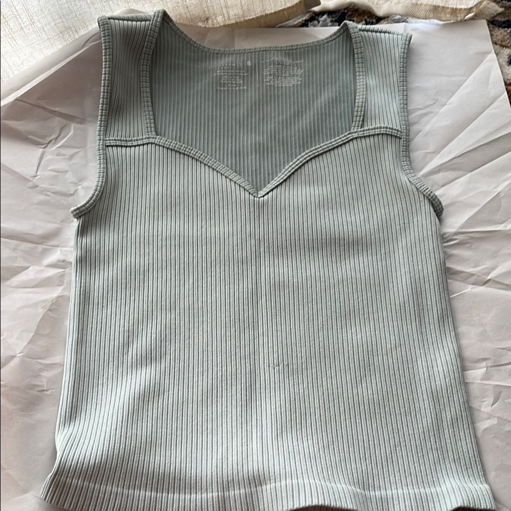 Women's Ribbed Tank Top - Light Green